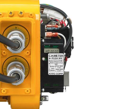 Image of the count hour meter on the ER2 three phase electric chain hoist