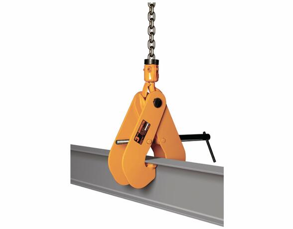 Image of UBC universal beam clamp being used as a below-the-hook device