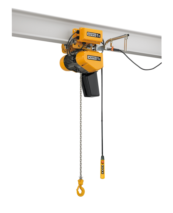 Image of Kito's MRQ electric trolley paired with Kito's EQ/SEQ electric chain hoist