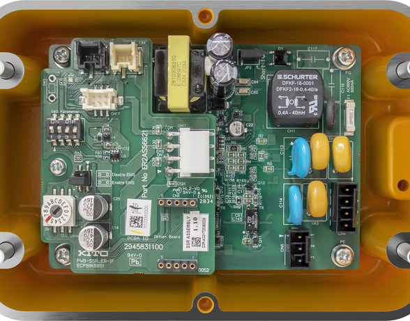 Image of solid state relay board in Kito's EM/SEM electric chain hoist