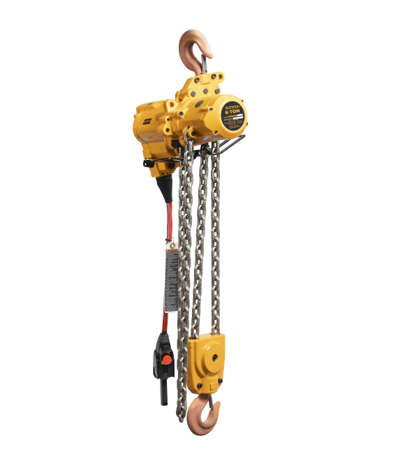 Photo of the Kito's TCE IIB atex rated air hoist with pendant control