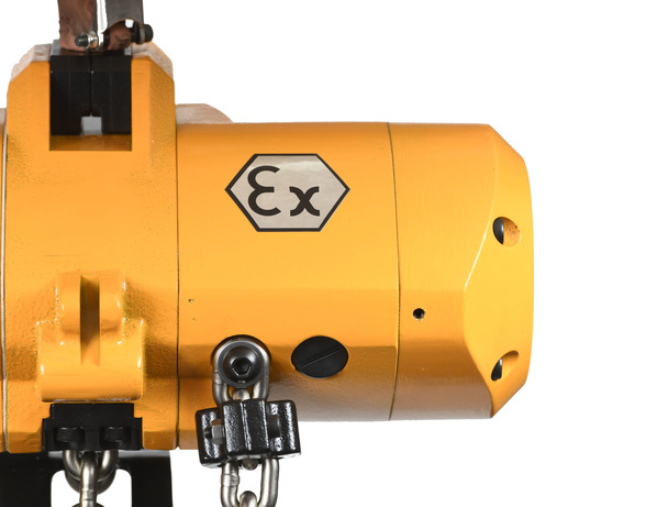 Close up photo of the atex rated TCE air hoist